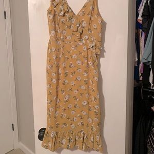 Lisa Wang floral spaghetti strap midi with ruffle